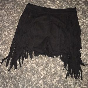 Black fringe shorts